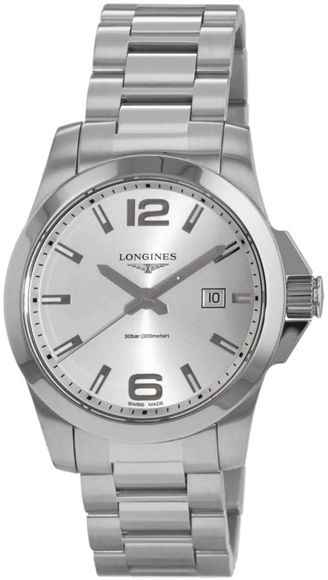 Longines Miesten kello L3.760.4.76.6 Conquest Hopea/Teräs Ø43 mm