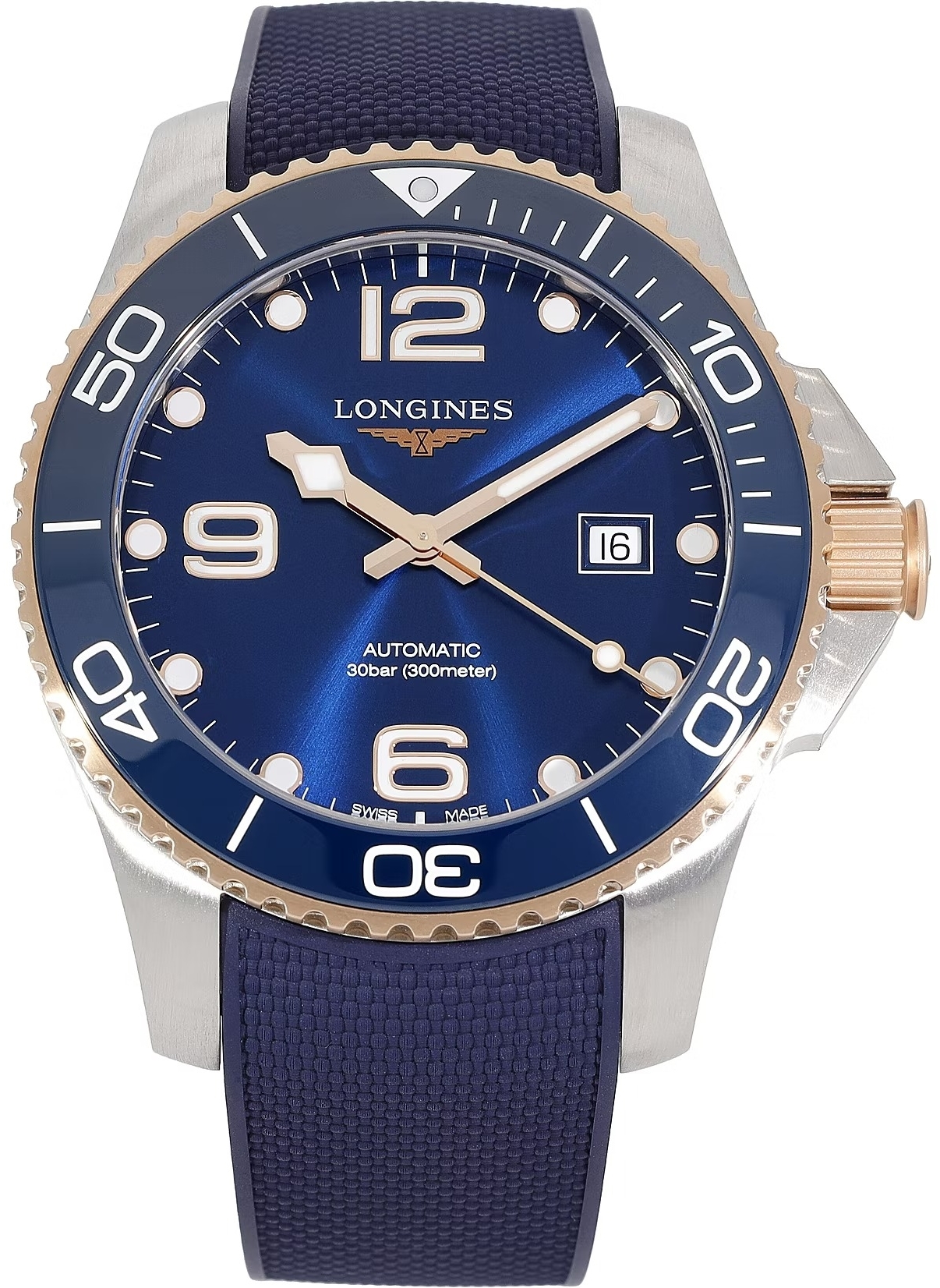 Longines Miesten kello L3.782.3.98.9 HydroConquest Sininen/Kumi Ø43