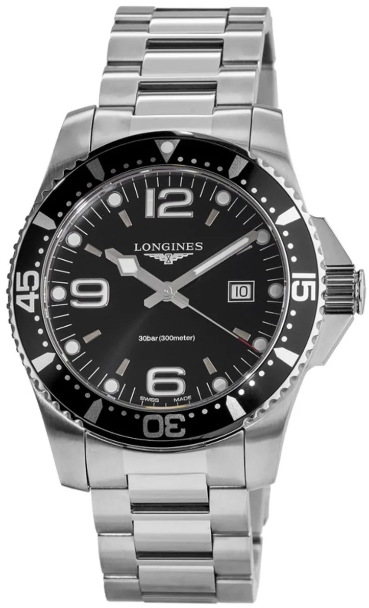 Longines Miesten kello L3.840.4.56.6 Hydroconquest Musta/Teräs Ø44