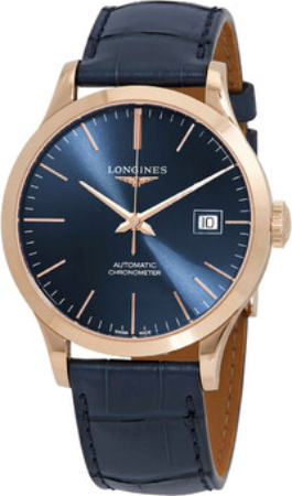 Longines Miesten kello L2.820.8.92.2 Record Sininen/Nahka Ø38.5 mm