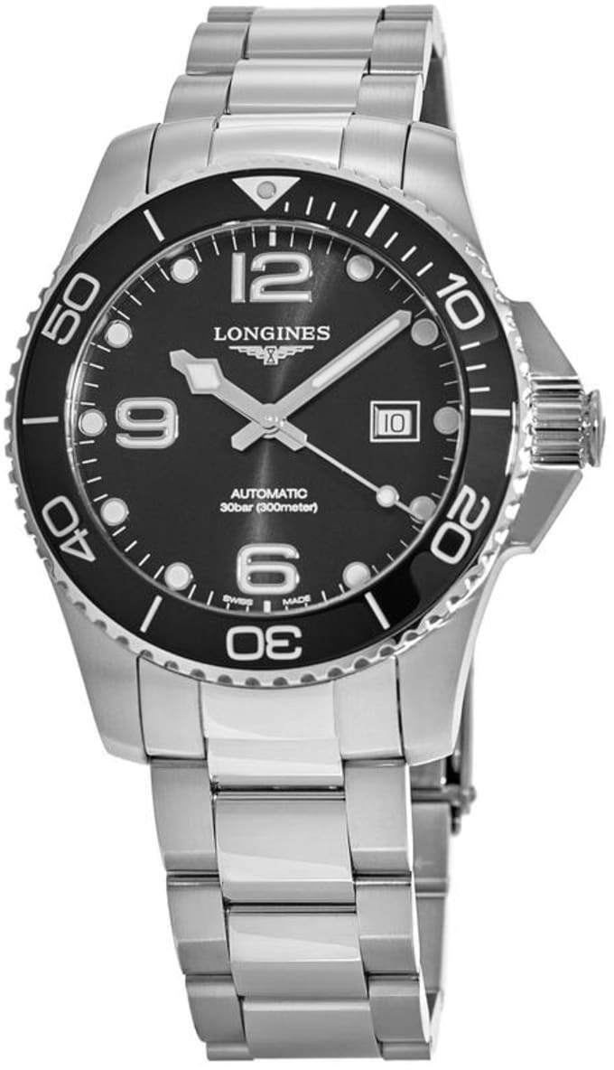 Longines Miesten kello L3.782.4.56.6 Hydroconquest Musta/Teräs Ø43