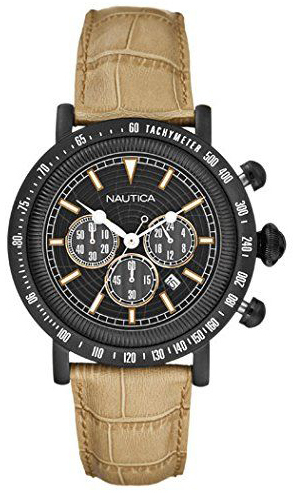 Nautica 99999 Miesten kello A23500G Musta/Nahka Ø46 mm