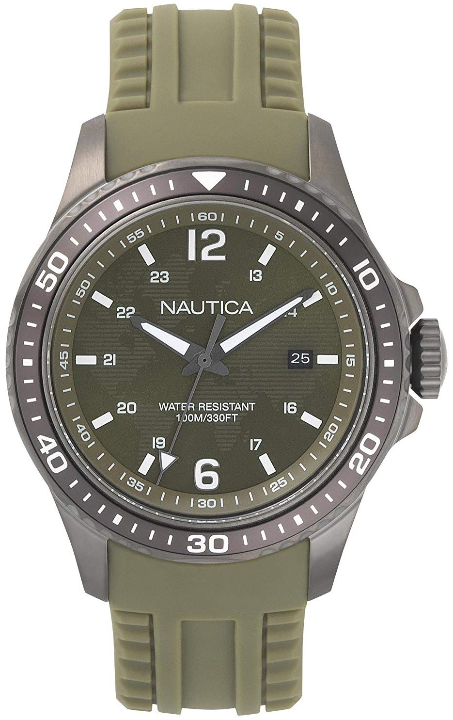 Nautica 99999 Miesten kello NAPFRB003 Vihreä/Kumi Ø44 mm