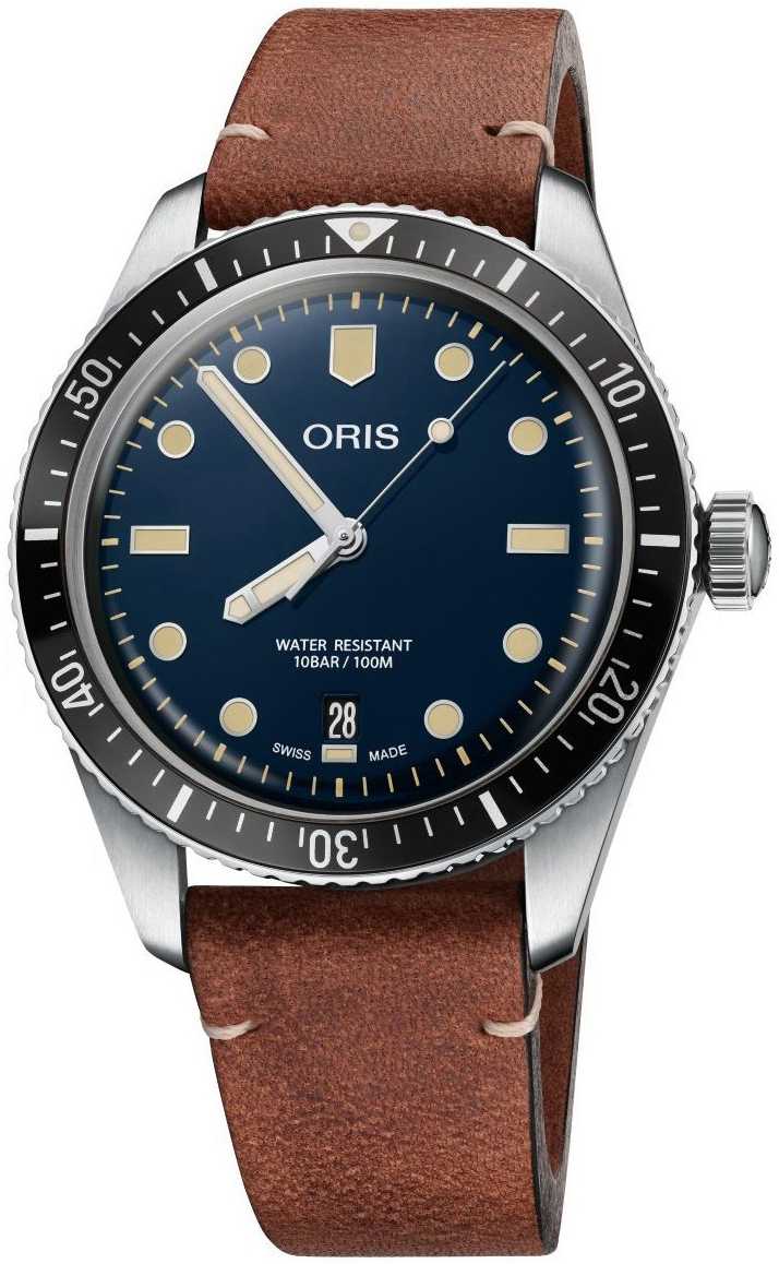 Oris Miesten kello 01 733 7707 4055-07 5 20 45 Diving Sininen/Nahka