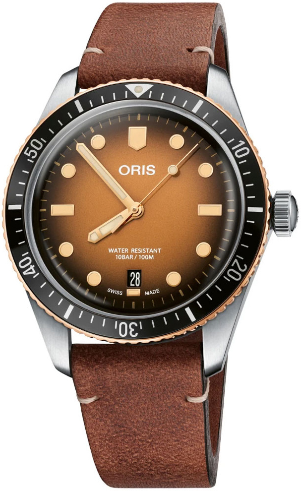 Oris Miesten kello 01 733 7707 4356-07 5 20 45 Diving Ruskea/Nahka