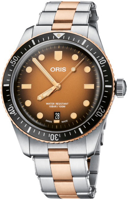 Oris Miesten kello 01 733 7707 4356-07 8 20 17 Diving Ruskea/Teräs