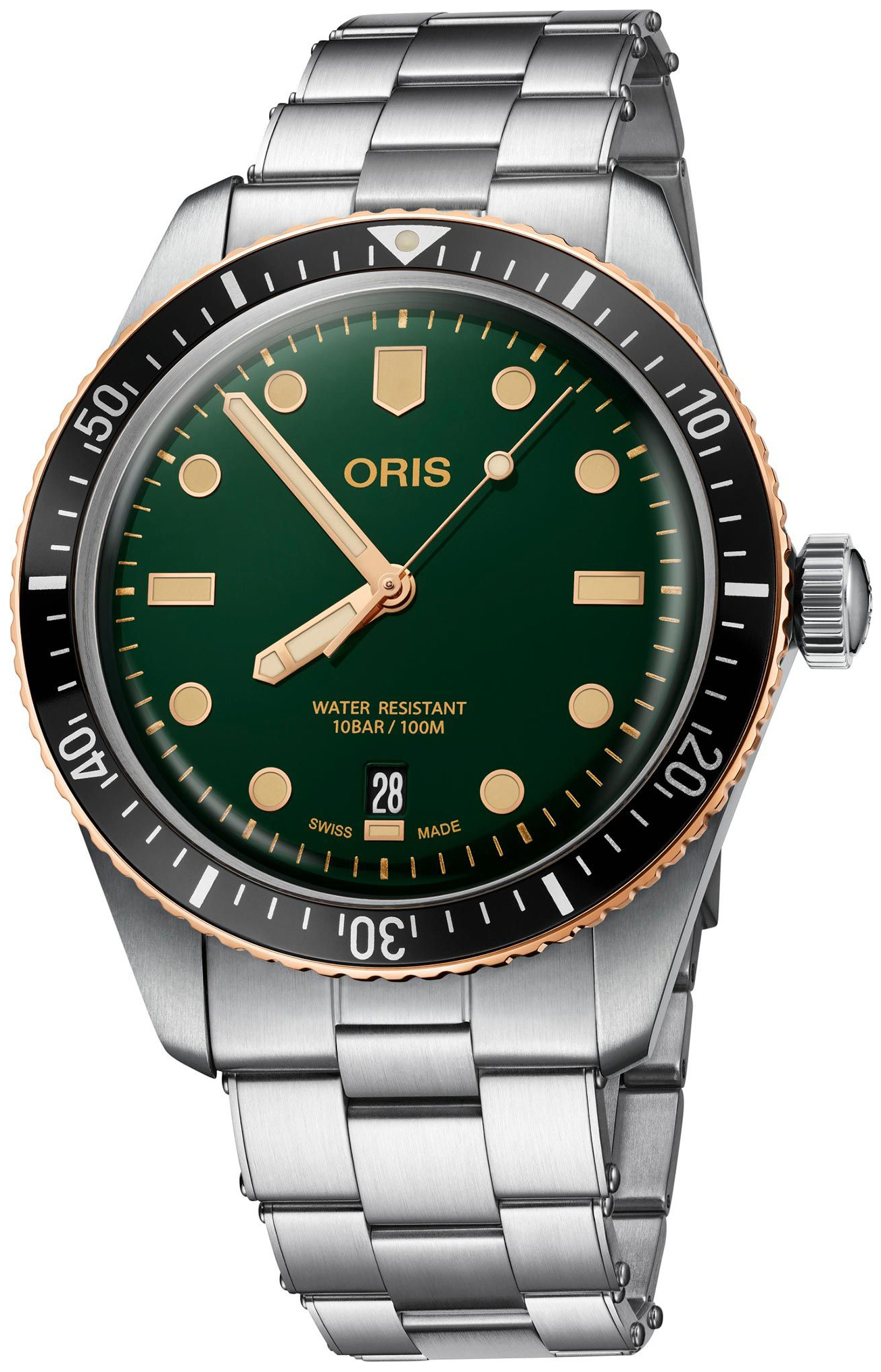 Oris Miesten kello 01 733 7707 4357-07 8 20 18 Diving Vihreä/Teräs