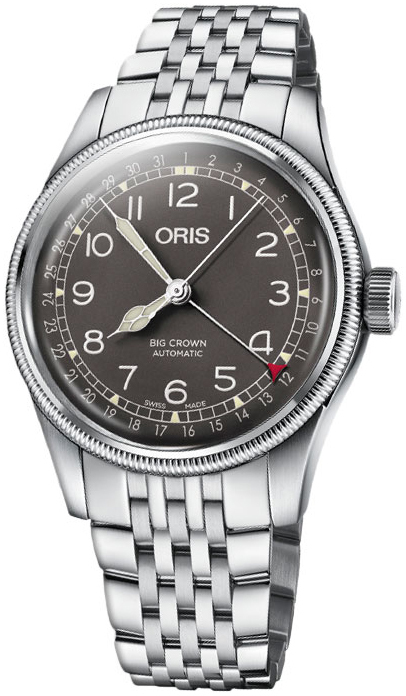 Oris Miesten kello 01 754 7741 4064-07 8 20 22 Aviation Musta/Teräs