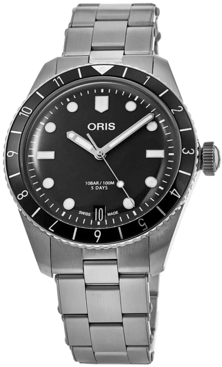 Oris Miesten kello 01 771 7791 4054-07 8 20 18 Divers Musta/Teräs