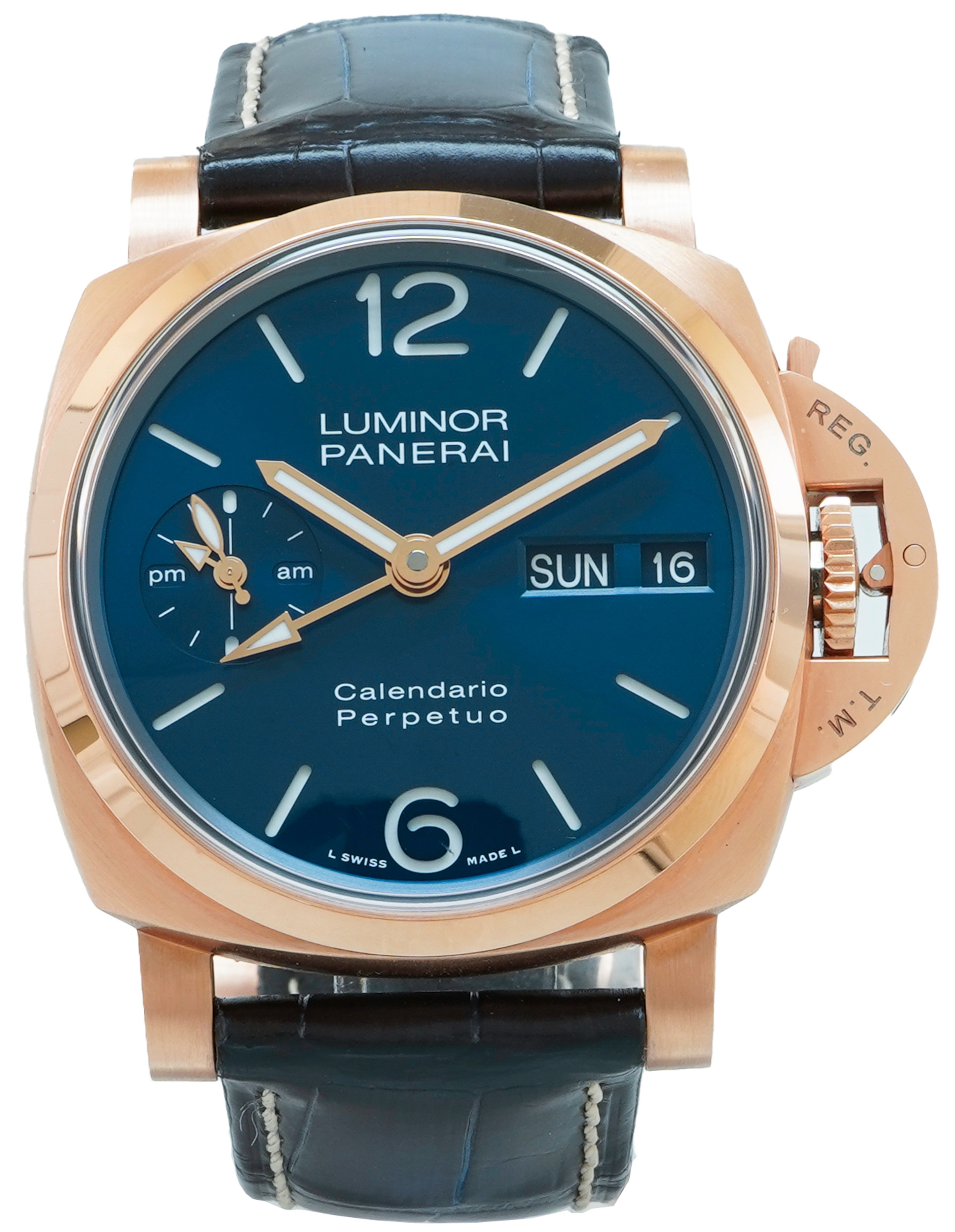 Panerai Miesten kello PAM00742 Luminor Sininen/Nahka Ø44 mm