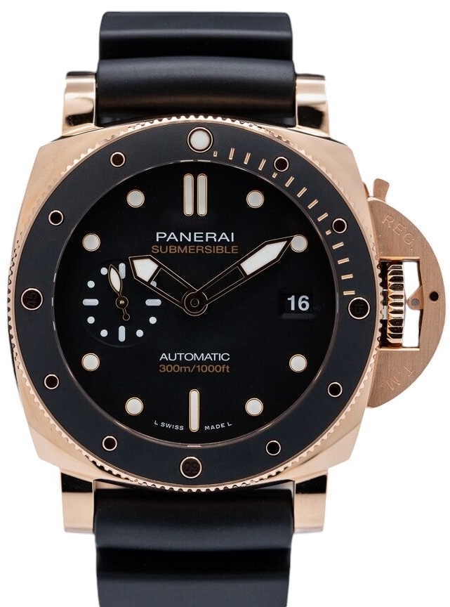 Panerai Miesten kello PAM02164 Submersible Musta/Kumi Ø42 mm