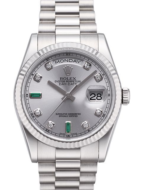 Rolex Miesten kello 118239-0269 Day-Date 36 Hopea/18K valkokultaa