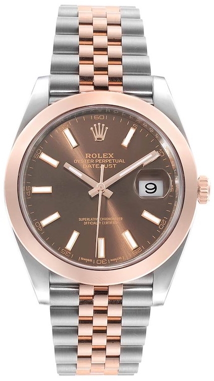 Rolex Miesten kello 126301-0002 Datejust 41 Ruskea/18K punakultaa