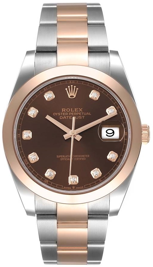 Rolex Miesten kello 126301-0003 Datejust 41 Ruskea/18K punakultaa