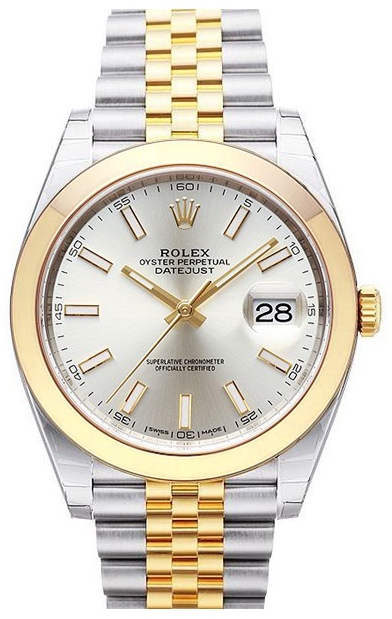 Rolex Miesten kello 126303-0002 Datejust 41 Hopea/18K keltakultaa