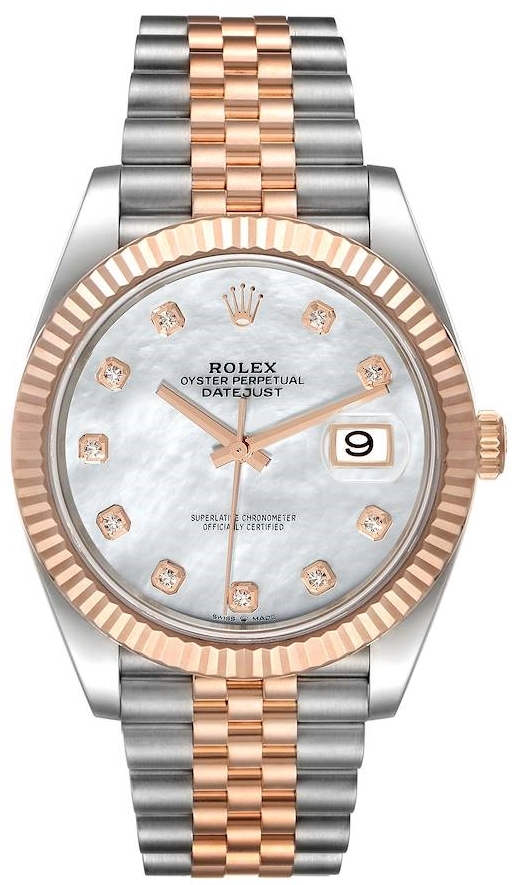 Rolex Miesten kello 126331-0014 Datejust 41 Valkoinen/18K punakultaa