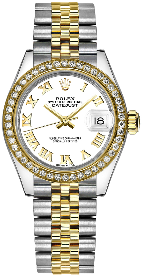 Rolex Naisten kello 279383RBR-0023 Lady-Datejust 28 Valkoinen/18K