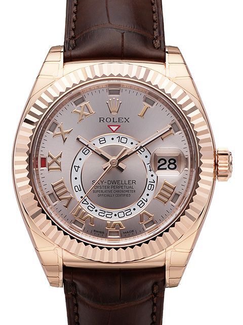 Rolex Miesten kello 326135-0004 Sky-Dweller Pinkki/Nahka Ø42 mm