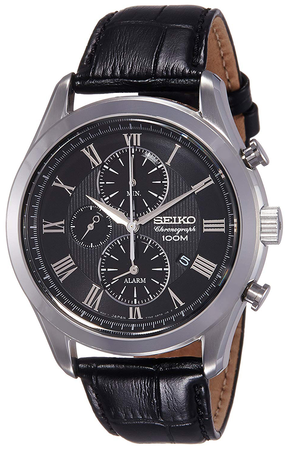 Seiko Chronograph Miesten kello SNAF71P1 Musta/Nahka Ø44 mm