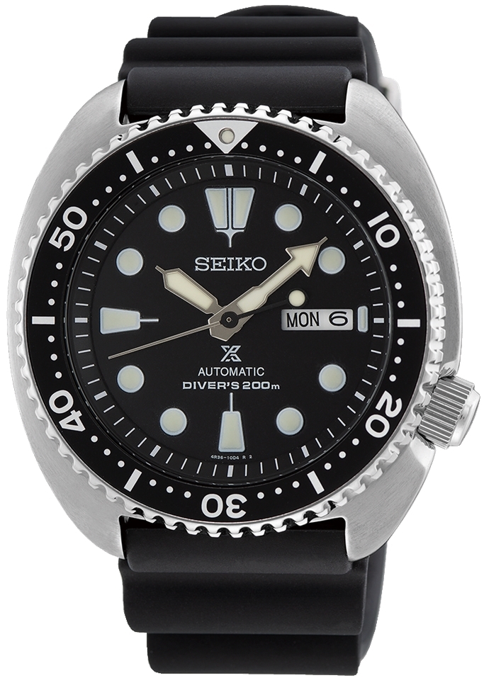 Seiko Miesten kello SRPE93K1 Prospex Turtle Musta/Kumi Ø45 mm