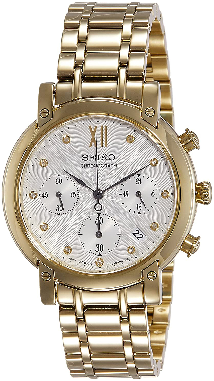 Seiko Naisten kello SRW836P1 Valkoinen/Kullansävytetty teräs Ø35.8