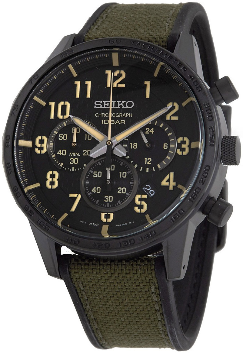 Seiko Miesten kello SSB369P1 Sport Musta/Kumi Ø45.2 mm