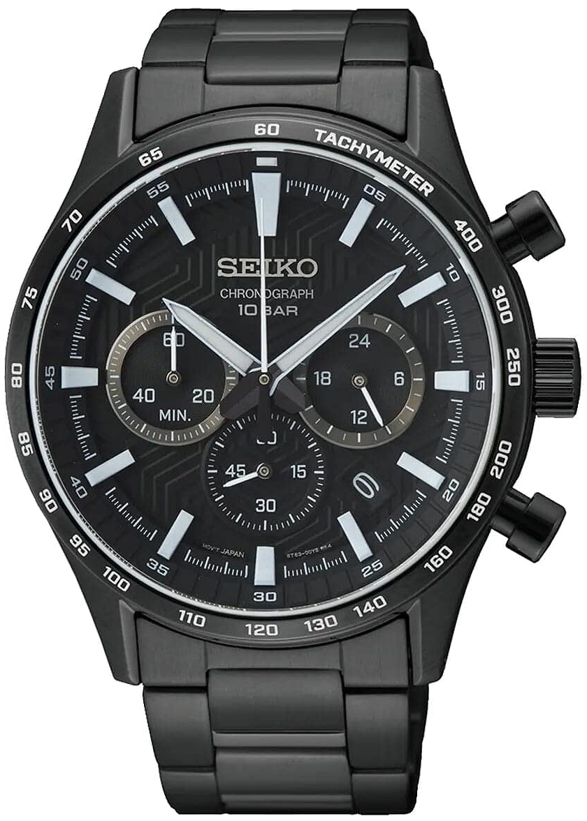 Seiko Miesten kello SSB415P1 Discover More Musta/Teräs Ø43 mm