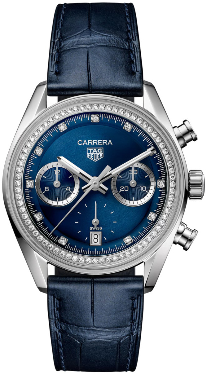 TAG Heuer Naisten kello CBS2214.FC6567 Carrera Sininen/Nahka Ø39 mm