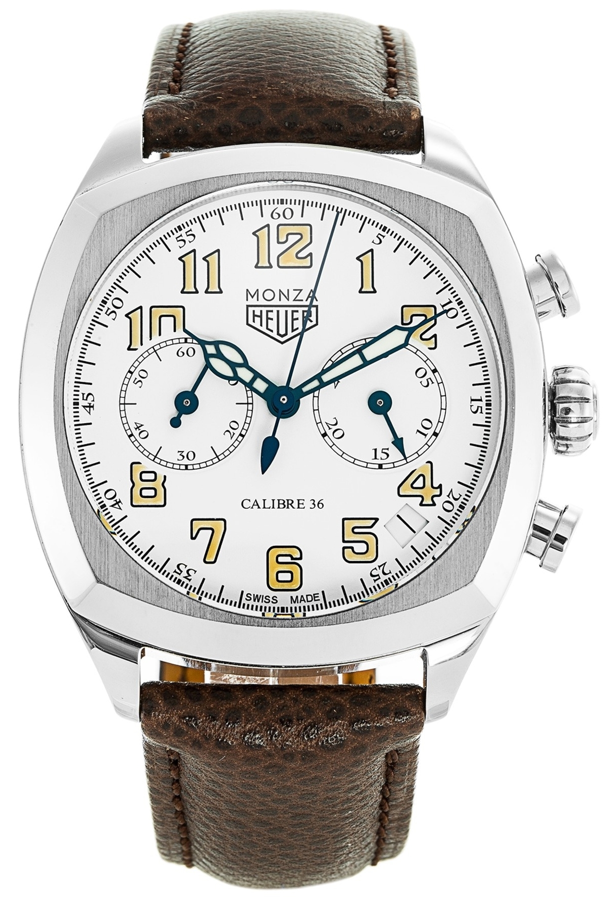 TAG Heuer Miesten kello CR5112.FC6290 Monza Valkoinen/Nahka 45x38 mm