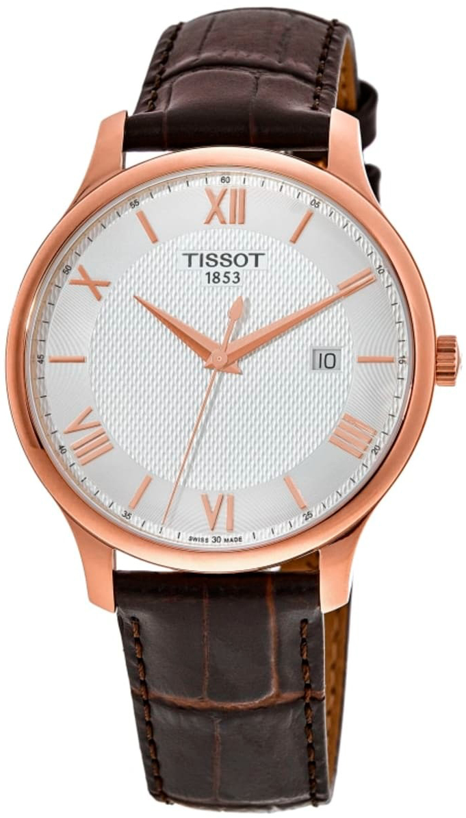 Tissot Miesten kello T063.610.36.038.00 Tradition Hopea/Nahka Ø42 mm