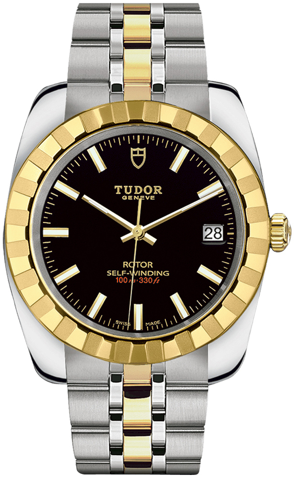 Tudor Classic Date 21013-0003 Musta/Kullansävytetty teräs Ø38 mm