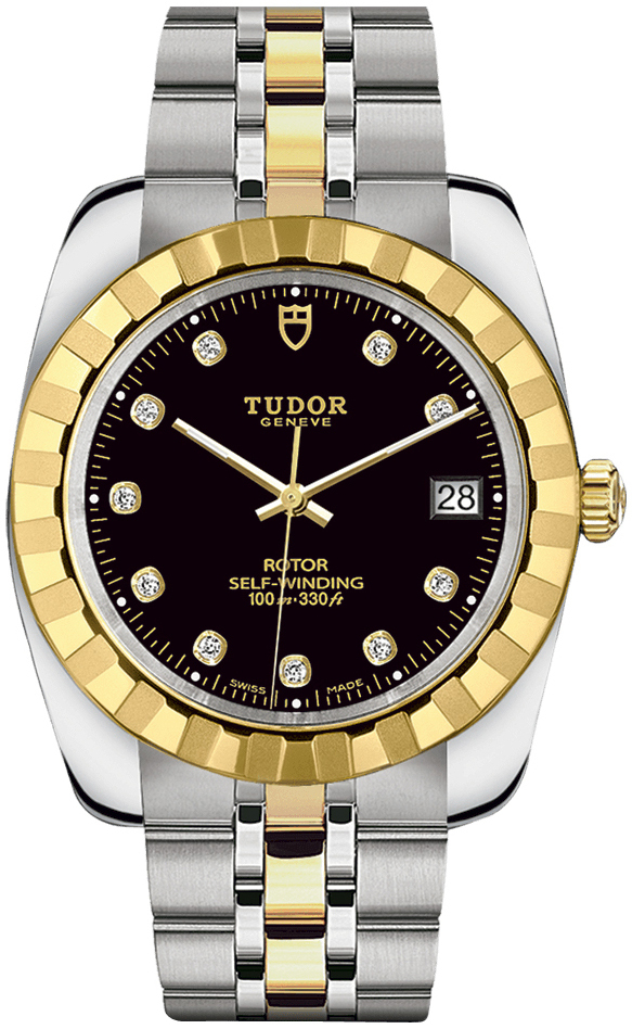 Tudor Classic Date 21013-0005 Musta/Kullansävytetty teräs Ø38 mm