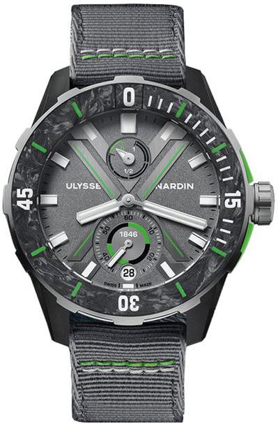 Ulysse Nardin Miesten kello 1183-170LE-1A-TOR-0A Diver Harmaa/Nahka