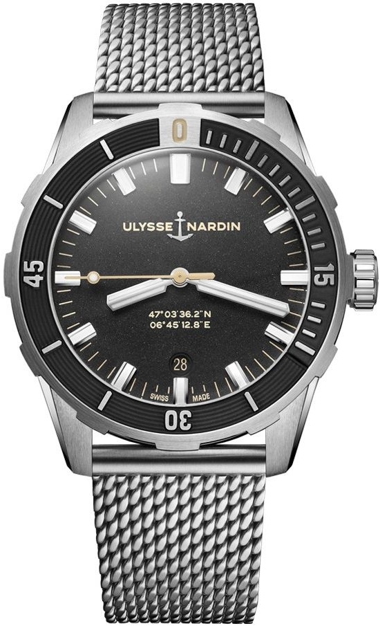 Ulysse Nardin Miesten kello 8163-175-7MIL-92 Diver Musta/Teräs Ø42