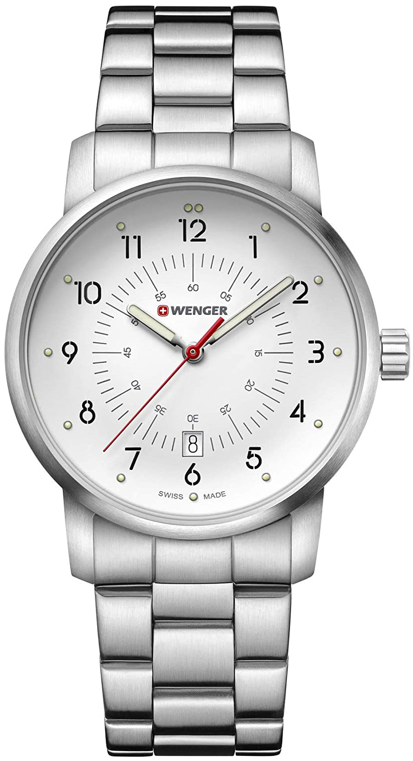 Wenger Miesten kello 01.1641.114 Valkoinen/Teräs Ø42 mm